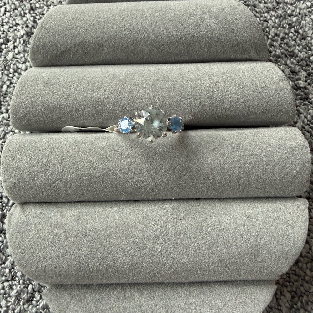 Fragrant Jewels Silver Ring with Light Blue and Clear Stones